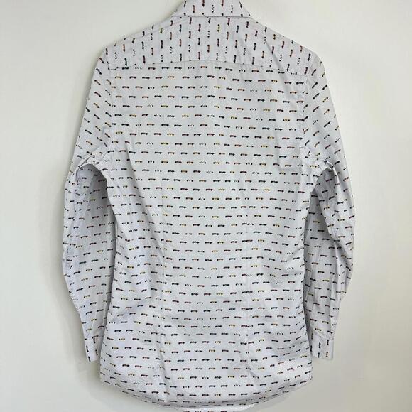 Soul of London Men's 14.5 Slim Fit White Casual Long Sleeve Button Down Shirt - Picture 9 of 11